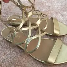Arezzo Gold metallic Caged strappy sandals