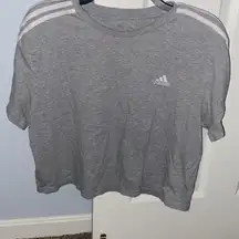 Adidas Heather Gray Tee with White Stripes