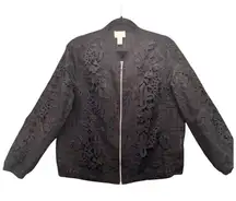 Chicos Bomber Jacket Black Large Or 2‎
