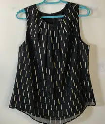 Worthington Black and Gold Metallic detail Sleeveless‎ Dressy Blouse Size Large