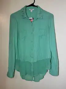 Candie's‎ Teal Button Down Shirt with Studded Collar