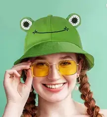 SAOROPEB Frog Hat for Adult Teens, Cute Frog Bucket Hat, Cotton Bucket Hat Funny