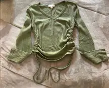 Green textured form fitting shirt