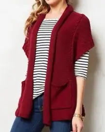 Anthropologie Burgundy Short Sleeve Sweater Cardigan XS/S