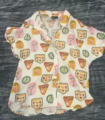 Colorful Graphic Margarita Button-Up Shirt Size M by Milk n Honey