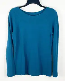 CAROLE LITTLE Teal Angora Rabbit Hair Wool Blend Sweater, Size Medium