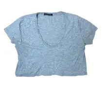 BRANDY MELVILLE Deep V Neck Cropped T SHirt Top One Size