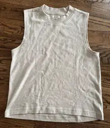 Pact Organic Cotton Mockneck Sleeveless Muscle Tee Tank Cream High Neck Ivory