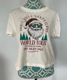 Wild Fox Santa World Tour Jamie Crop T-Shirt size Medium Snow White