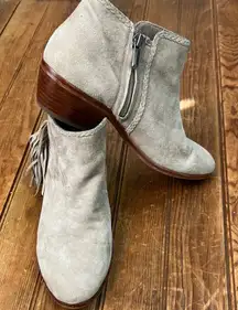 Women’s Sam Edelman suede leather fringe booties tan size 7 1/2