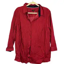 Talbots Blouse Women's Size 24W Sailboats Business Office‎ Black Red
