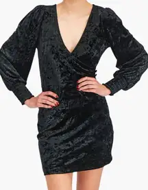 Forever 21 Mini Dress Crushed Velvet Black Whimsigoth Party Holiday V-neck Sz L