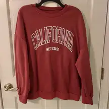 SHEIN Oversized Red Graphic “California West Coast” Fleece Sweatshirt