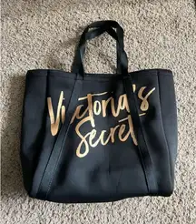 Victorias Secret Black With Gold Writing Bag Cooler Sides