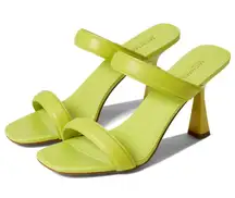 Michael Kors Michael  Clara Lime Green Bright Limeade Square Toe Flared Heel Sandals Leather Size 7 Strappy