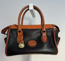 Dooney &‎ Bourke All Weather Leather Satchel Black Brown Vintage Handbag