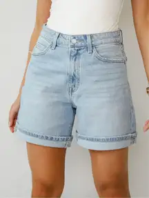 Loretta Light Wash High-Rise Midi Denim Shorts
