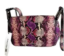 Calvin Klein NWT  Charles Flap Crossbody Grape Snake Bag