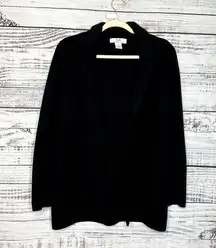 Magaschoni  Black Wool Blend Open Front Longline Cardigan Sweater SM