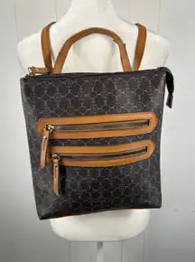 Nanette Lepore Convertible Logo Backpack in Dark Brown.