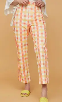 Free People Women's 100% Cotton She's All That Plaid Crop High Waist Pants Sz 8