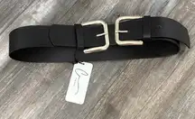 Double Buckle Belt Black and Gold Size Small NEW