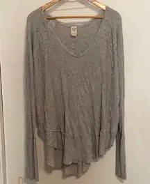 We The Free Grey Waffle Knit Oversize Top