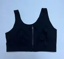 Zyia Activewear Black Zip-Front Sports Bra size Medium