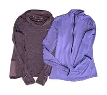 Lot of 2 NIKE Dri-Fit 1/4 Zip Sz M Women Purple Long Sleeve‎ Pullover Jacket