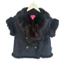 Betsey Johnson Faux Sued and Fur Vest - Black