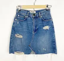 Free People Distressed Hallie Denim Skirt Size 24