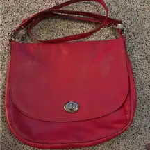 Coach Elegant Red Leather Shoulder Bag