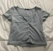 Brandy Melville navy and white striped cropped top