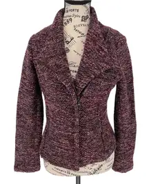 Cartonnier Anthropologie Knit Moto Blazer Pink Black Marled Size Small EUC