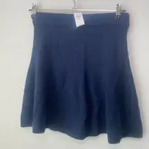 Gap NWT CashSoft Mini Ribbed Knit Flared Skirt Navy XS Petite