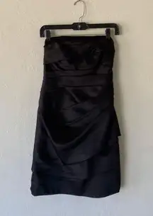 David’s Bridal black strapless ruched dress size 2.