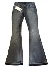 Work Custom Jeans Women's Gray Distressed Flare Jeans Size‎ 24 NWT