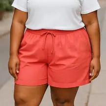 NWT ~ DRESS BARN Coral Cotton Drawstring Waist Casual Shorts ~ Women's Plus 3X