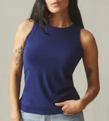 American Giant Navy Blue Ribbed Tank Top Size Medium Made in USA Hemp Cotton