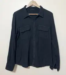 CP Shades Cotton Gauze Button Down Shirt Size Small Black Faded