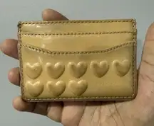Marc Jacobs Patent Leather Quilted Hearts Tan Card‎ Holder SEE PHOTOS
