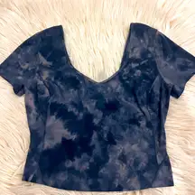 Lululemon Align Top Nulu Size 8 Diamond Dye Lunar Rock True Navy Short Sleeve