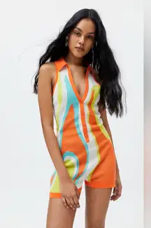 Jaded London Intarsia Knit Romper Size 2 Groovy 70s Festival Coachella Summer