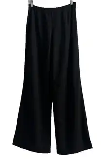 Vintage 90s High Waisted Wide Leg Wool Black Pants Trousers Size 4P Y2K