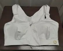 Kinflyte Size Large Freedom Zip-Front Posture Correcting White Sports Bra
