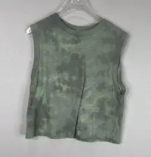 LNA Womens Garçon Tank Top Size Medium Green Tie Dye Sleeveless Crewneck Cropped