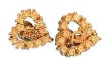 Vintage Gold-Tone Christian Dior Heart-Shaped Clip-On Earrings with Rhinestones