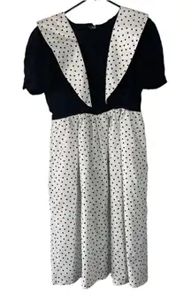 Halloween Women's Size Medium Pin Up Black White‎ Polka Dot Costume Dress