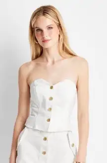 Women's Button-Front Denim Corset - Future Collective™ with Jenee Naylor White S