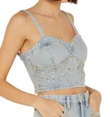 NWT BLANKNYC Denim Studded Corset Bustier Starstruck Top Blue Size M